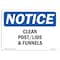 Signmission Safety Sign, OSHA Notice, 7" Height, Rigid Plastic, Clean Pots Lids And Funnels Sign, Landscape OS-NS-P-710-L-10617 - alternate 1